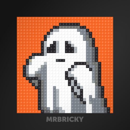 Halloween Spooky Brick Art mosaic made from colorful building bricks by MrBricky